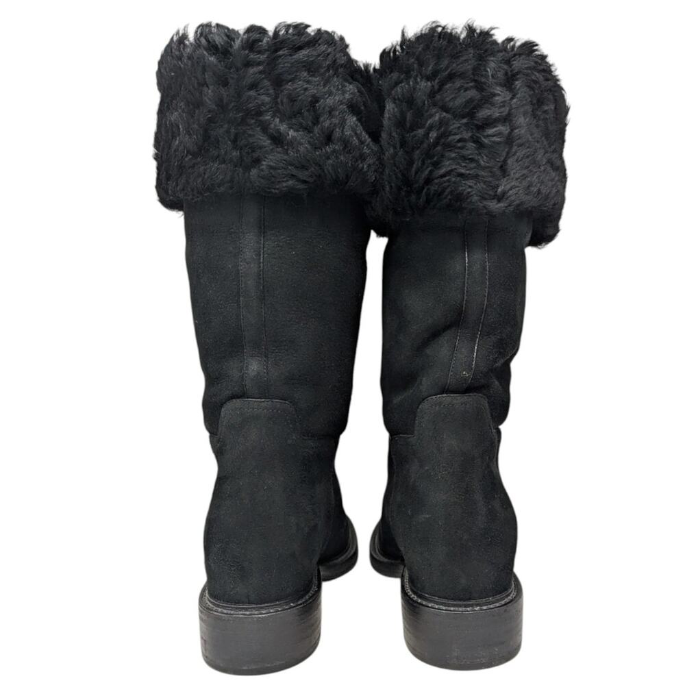 Chanel Black Shearling Nubuck Leather CC Logo Mid Calf Boots 38 - Picture 8 of 11